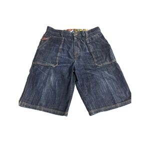 Vintage Y2K Platinum Fubu Embroidered Fat Albert Denim Shorts Size 40